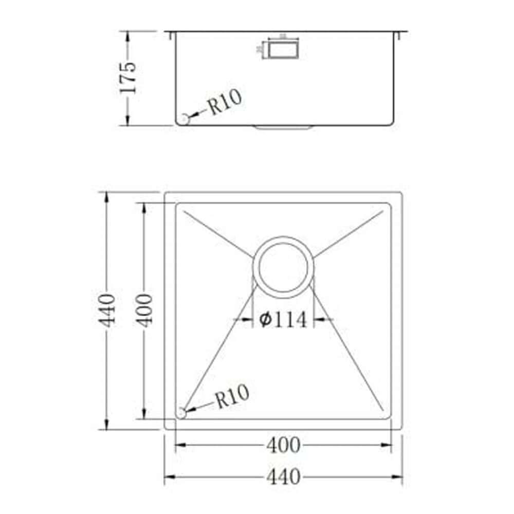 The 1810 Company Hex 1.0 Bowl Gun Metal Undermount Kitchen Sink & Waste