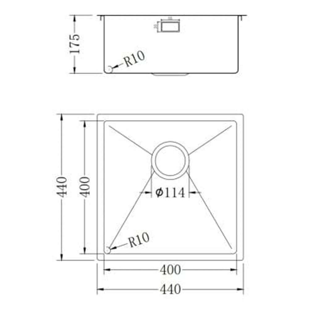 The 1810 Company Hex 1.0 Bowl Stainless Steel Undermount Kitchen Sink & Waste
