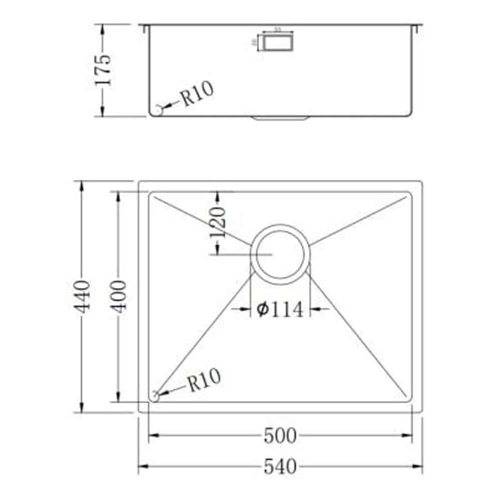 The 1810 Company Hex 1.0 Bowl Gun Metal Undermount Kitchen Sink & Waste