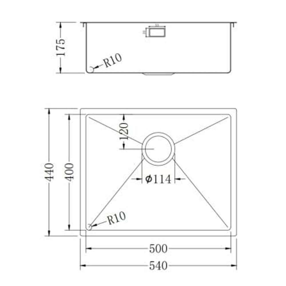 The 1810 Company Hex 1.0 Bowl Stainless Steel Undermount Kitchen Sink & Waste