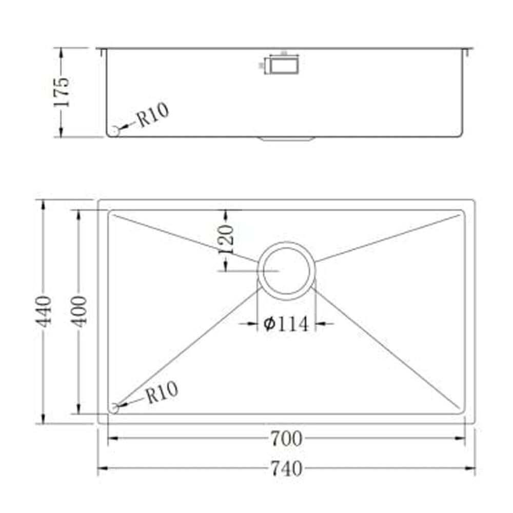 The 1810 Company Hex 1.0 Bowl Stainless Steel Undermount Kitchen Sink & Waste
