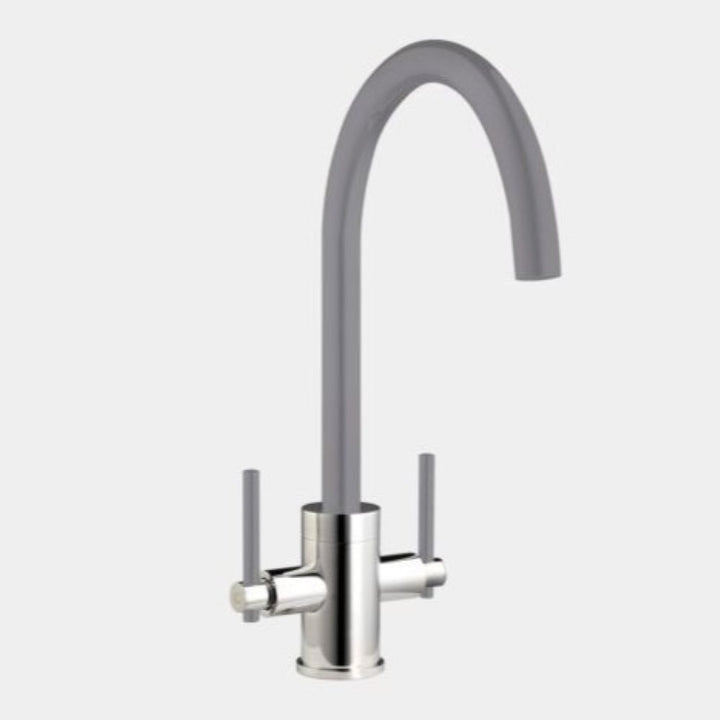 Harlyn Holywell Chrome Twin Lever J Spout Kitchen Tap - Holywell-CH