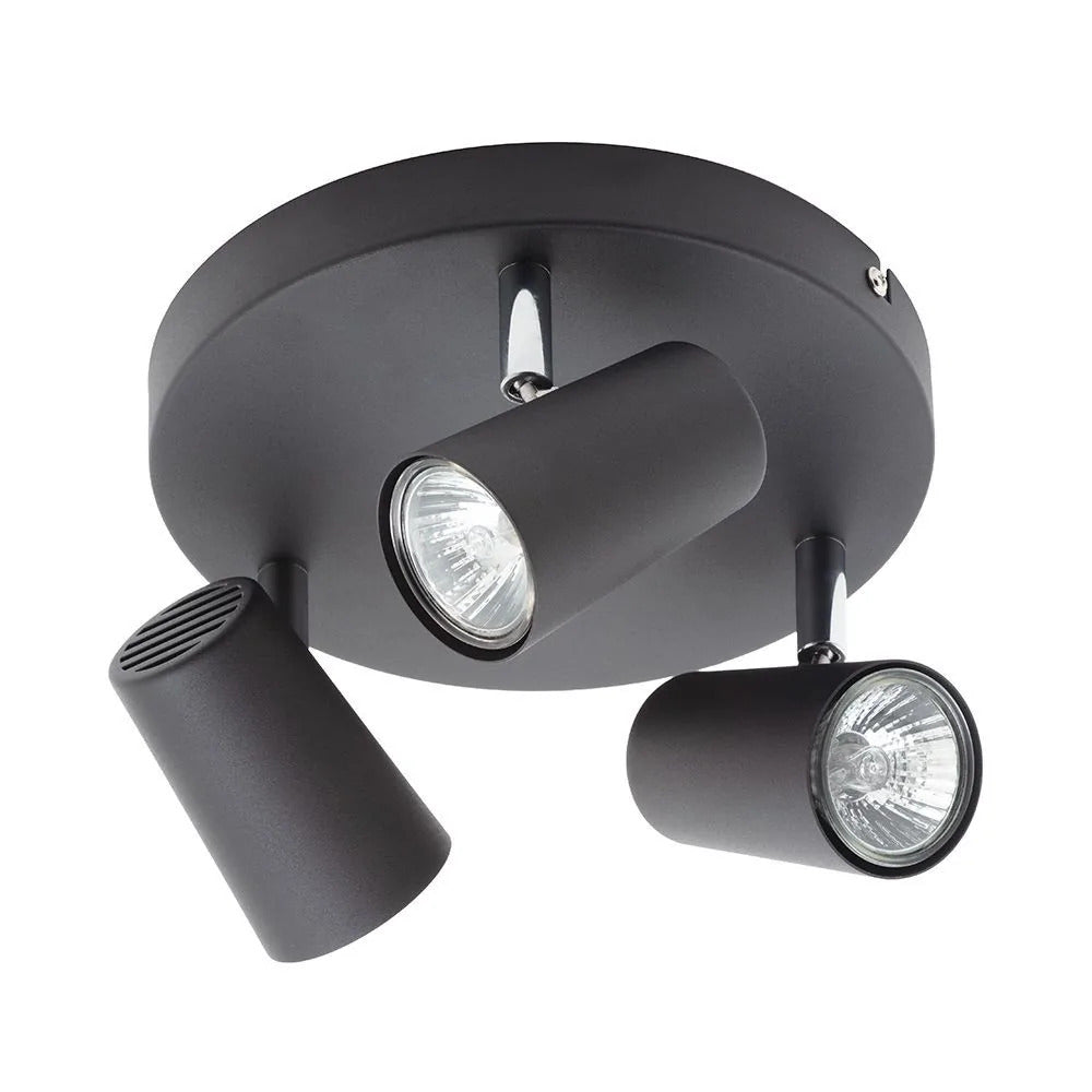 Inlight Harvey Black IP20 3 Round Plate Spotlight - INL-31776-BLK