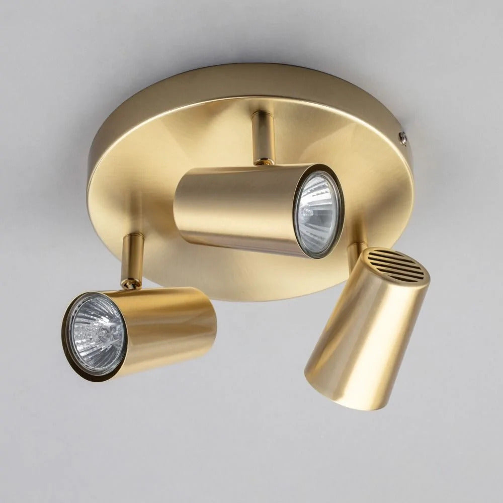 Inlight Harvey Satin Brass IP20 3 Round Plate Spotlight - INL-31776-SBRS