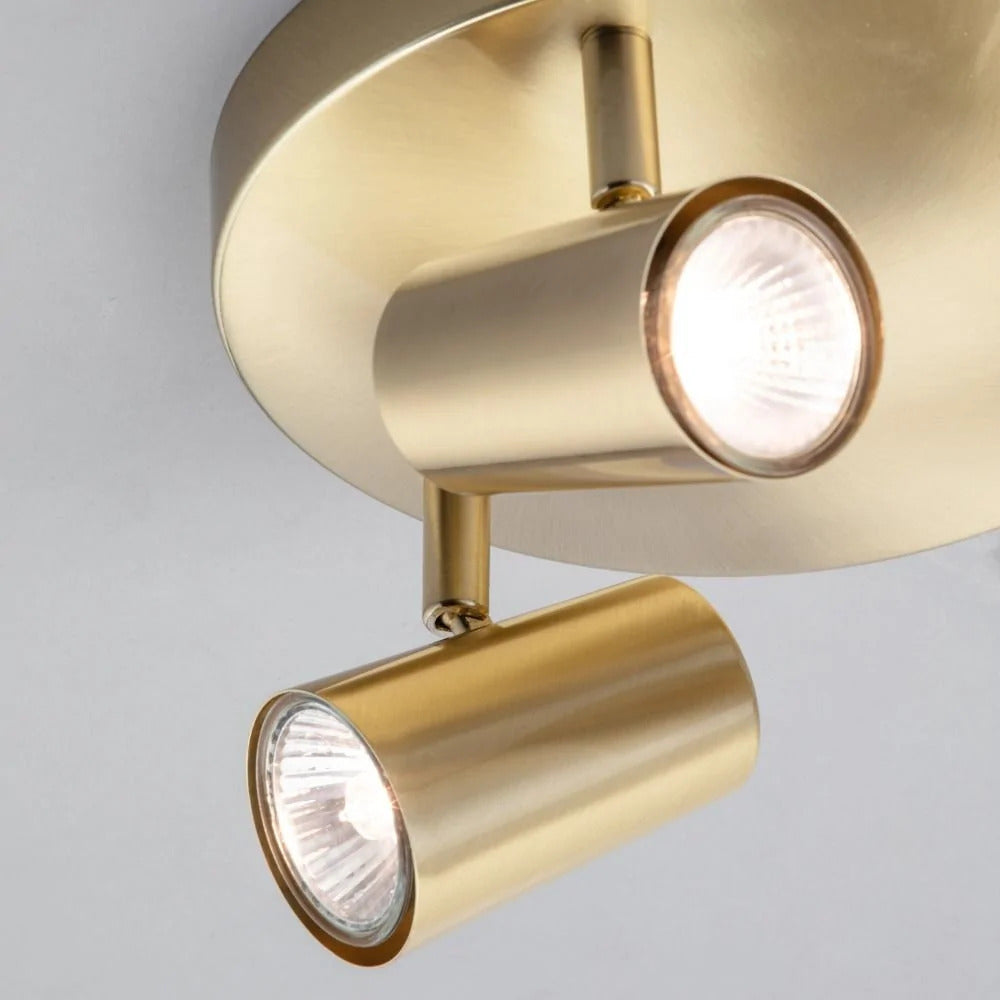 Inlight Harvey Satin Brass IP20 3 Round Plate Spotlight - INL-31776-SBRS