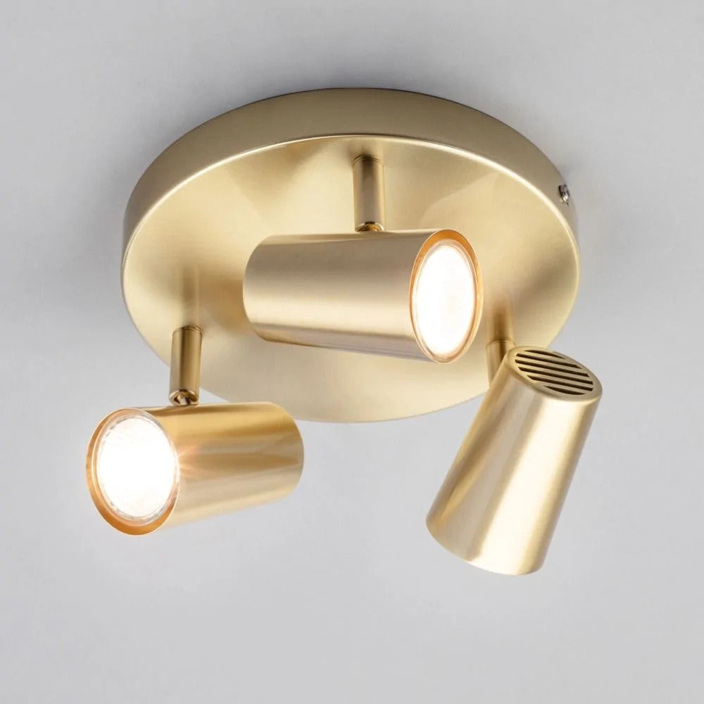 Inlight Harvey Satin Brass IP20 3 Round Plate Spotlight - INL-31776-SBRS