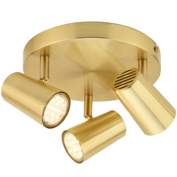 Inlight Harvey Satin Brass IP20 3 Round Plate Spotlight - INL-31776-SBRS