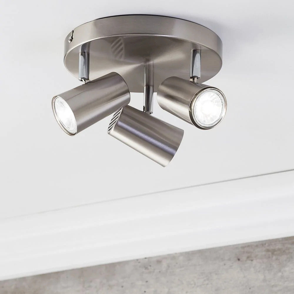 Inlight Harvey Satin Nickel IP20 3 Round Plate Spotlight - INL-31776-SNIC