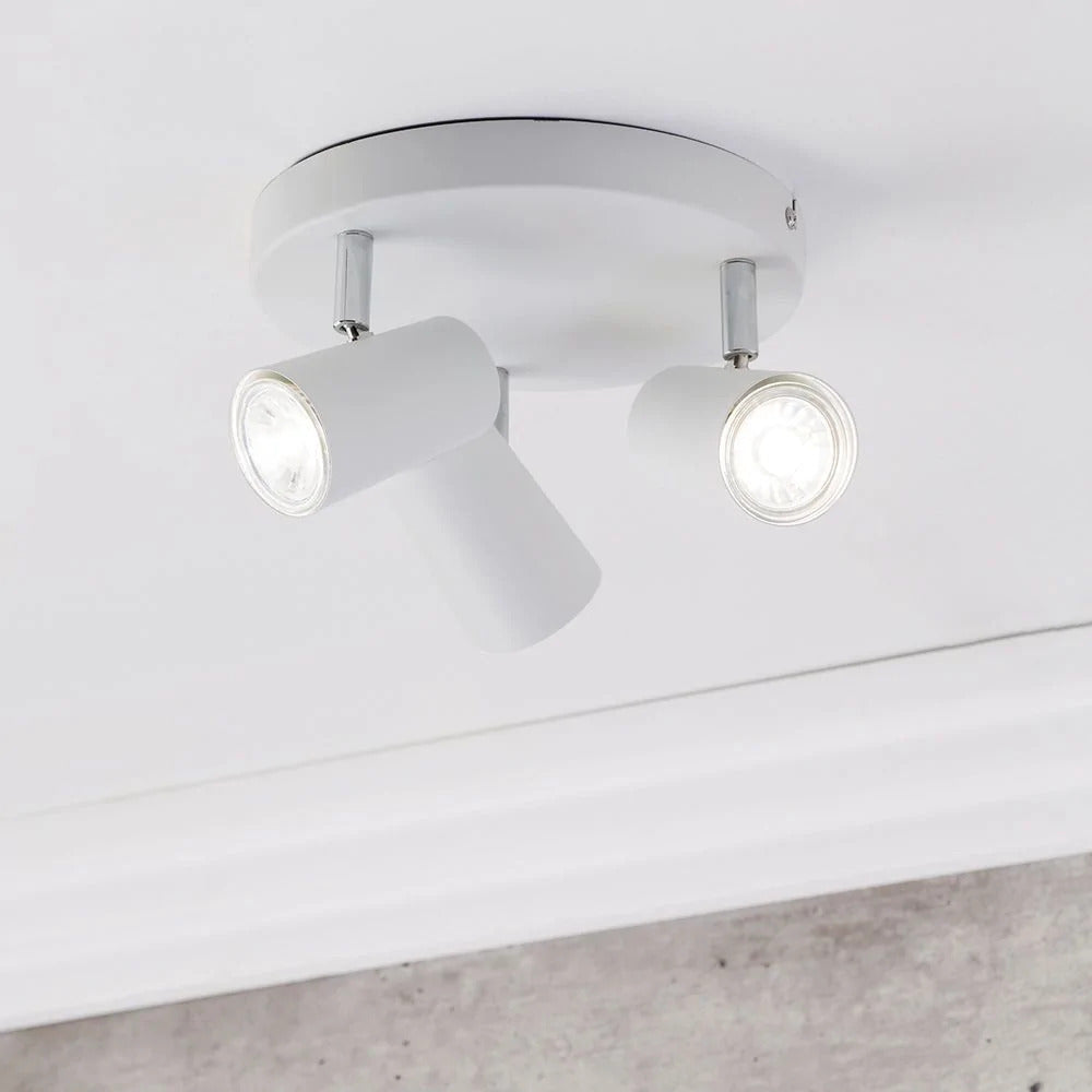 Inlight Harvey White IP20 3 Round Plate Spotlight - INL-31776-WHT