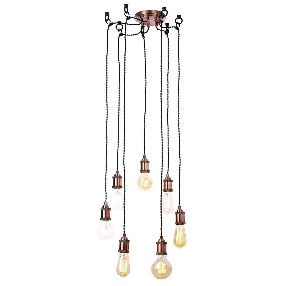 Inlight Padua Antique Copper 7 Light Cable Ceiling Fitting Acop - INL-31789-ACOP