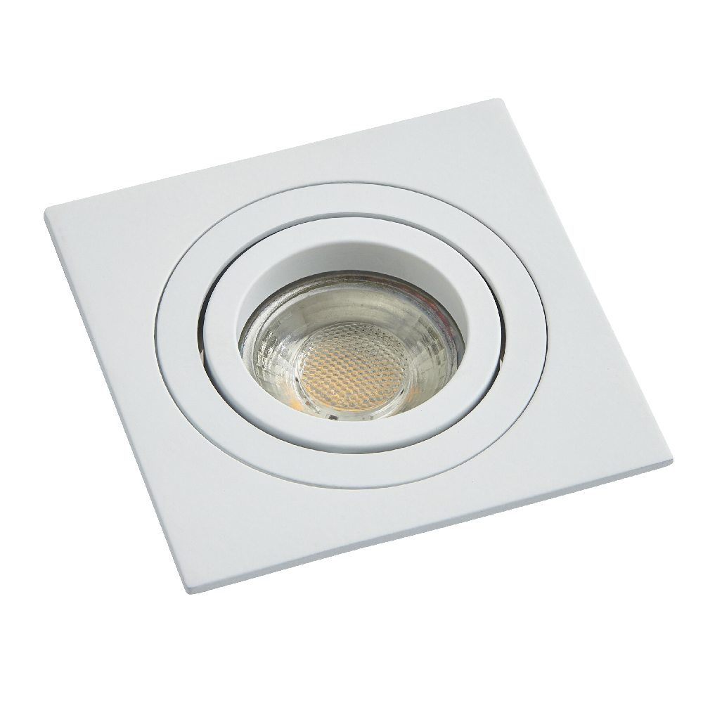 Inlight Pasto White Single Alum Square Adjustable Downlight GU10