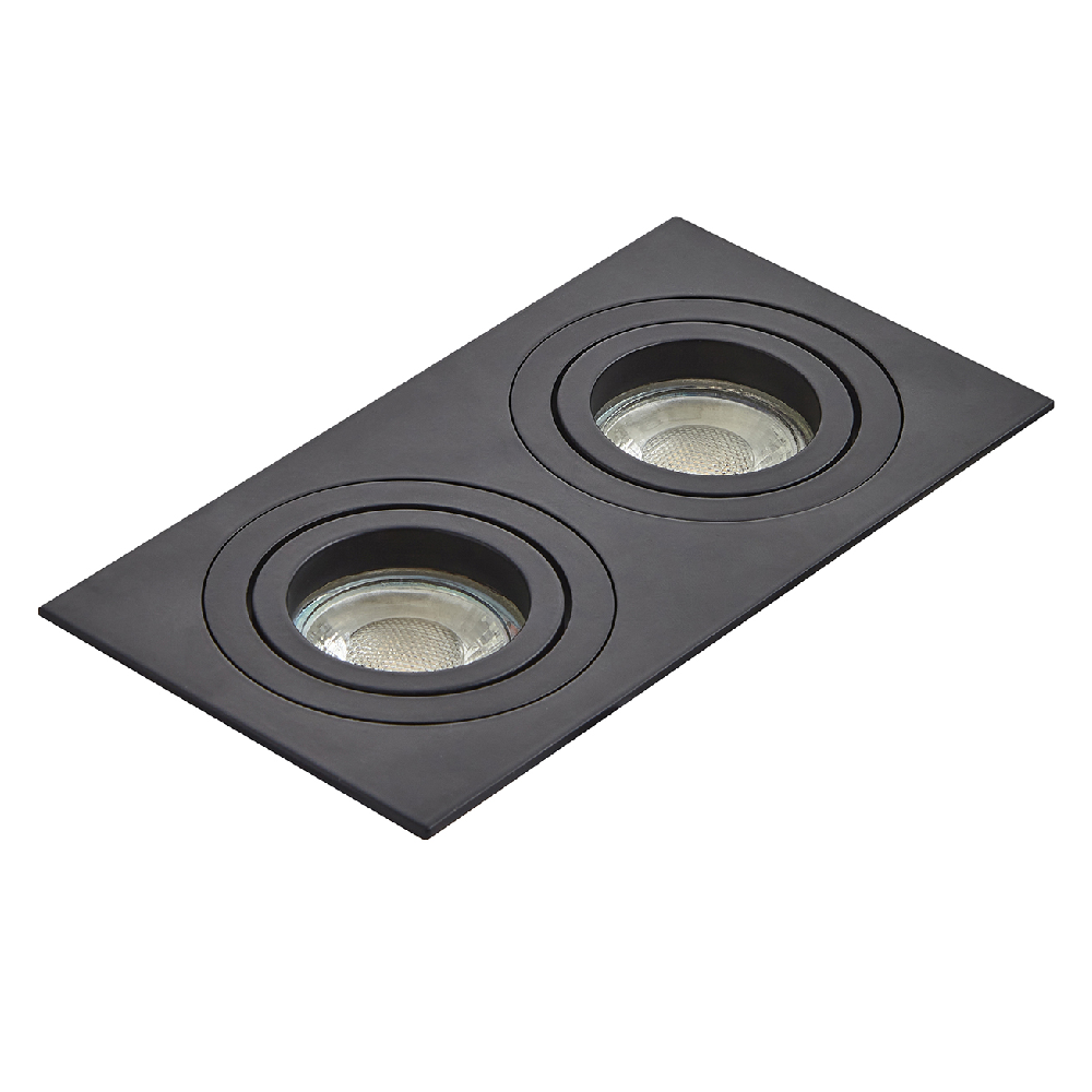 Inlight Pasto Matt Black Double Alum Square Adjustable Downlight GU10
