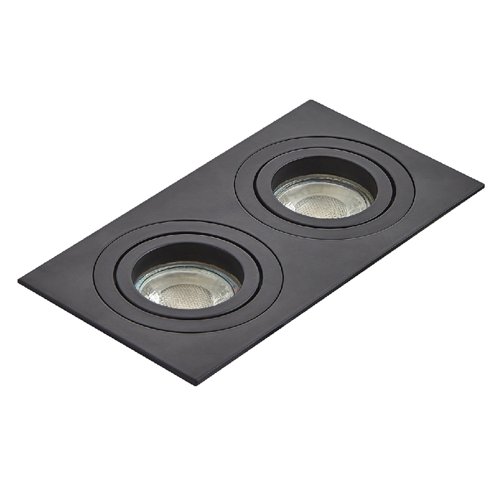 Inlight Pasto Matt Black Double Alum Square Adjustable Downlight GU10