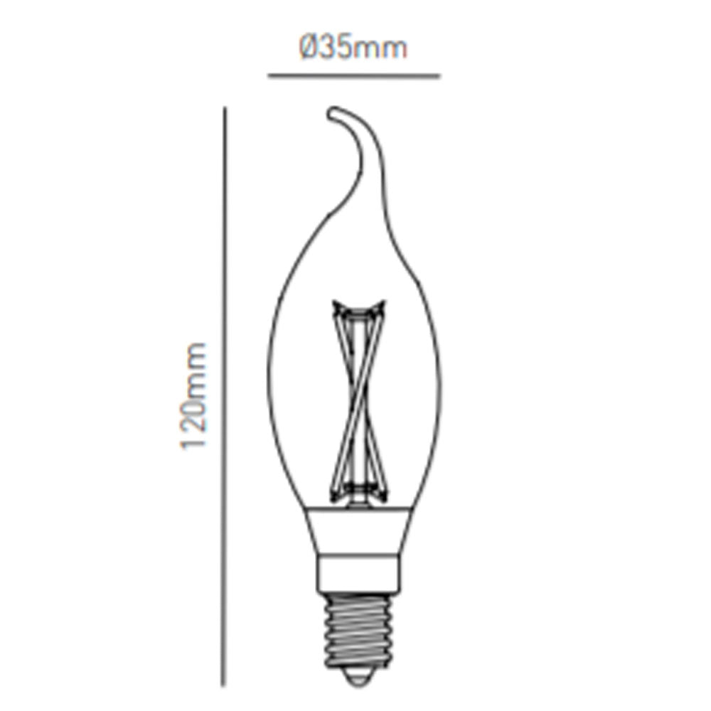 Inlight Clear C35L 2W E14 LED Vintage Filament Candle Lamp -INL-C35L-LED-SES-CLR