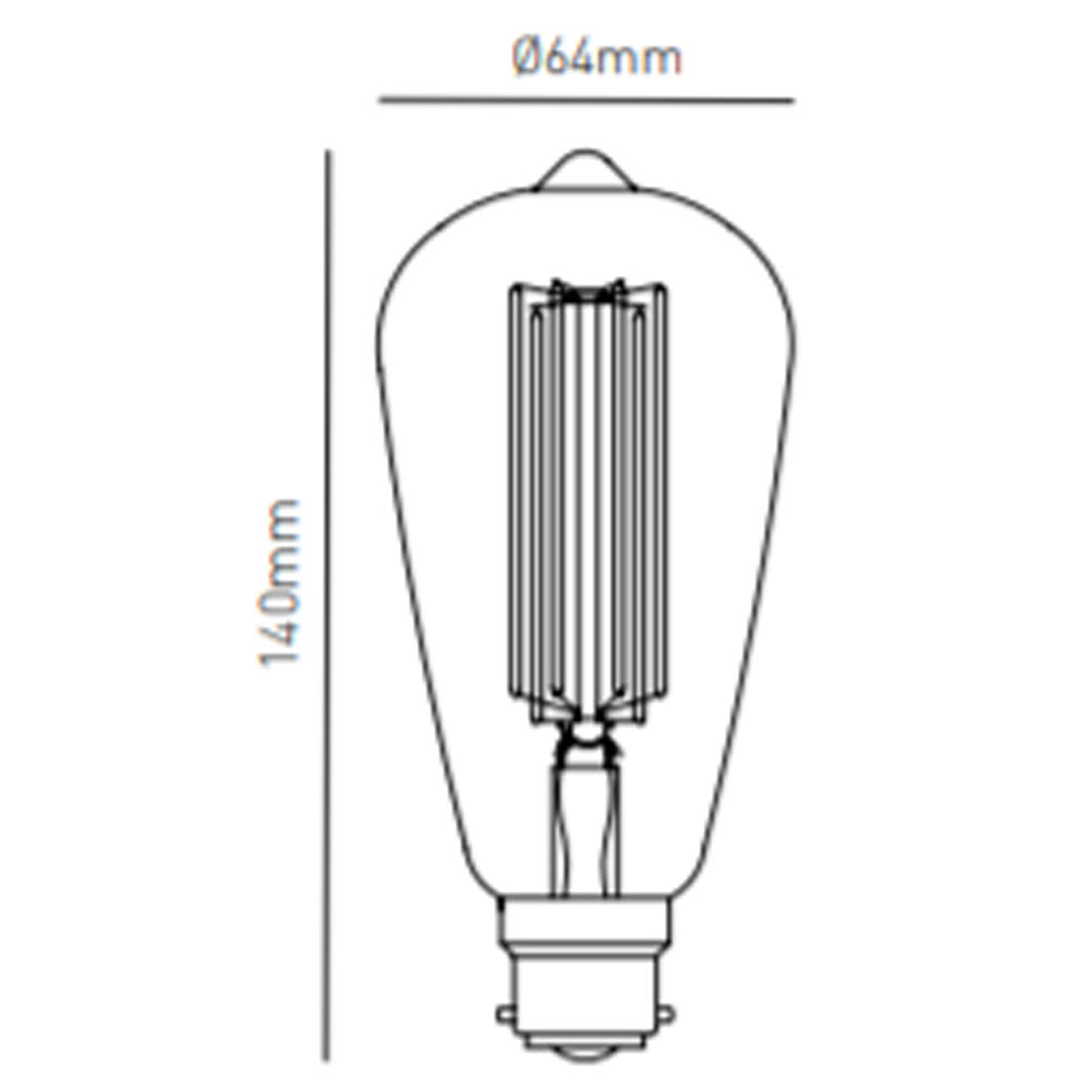 Inlight Tinted 6W B22 ST64 Vintge Dimmable Filament LED Lamp INL-ST64-LED-BC-TNT
