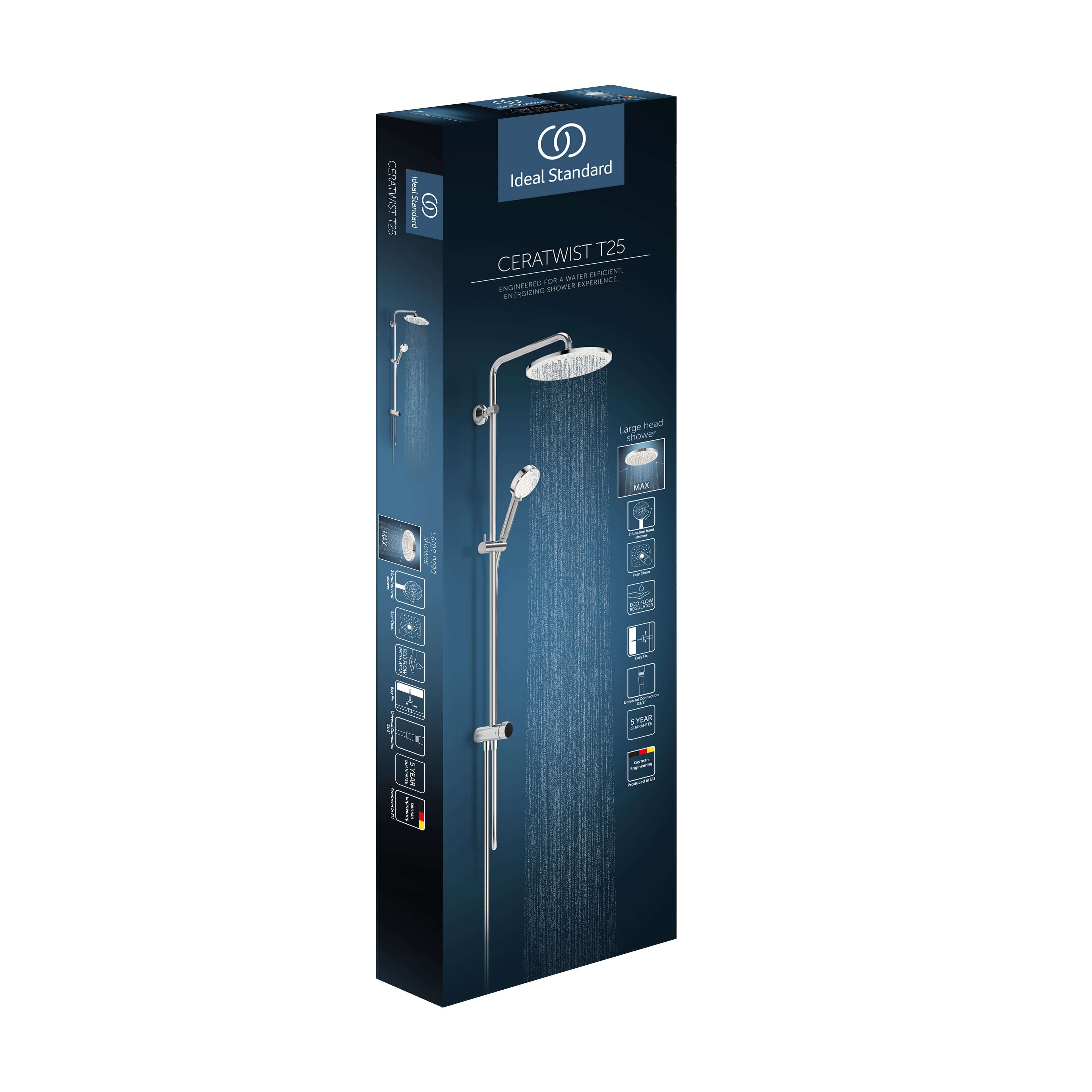 Ideal Standard Ceratwist T25N Chrome Shower Kit with Rail and Hose