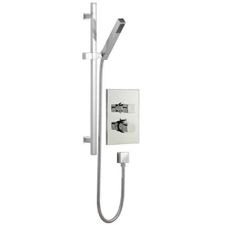 Thermostatic Chrome 1 Way Shower Valve & Square Slide Rail Shower Kit JTY18