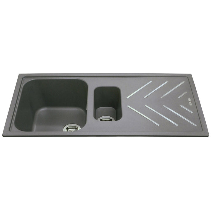 CDA KG82GR 1.5 Bowl Granite Grey Reversible Kitchen Sink & Waste