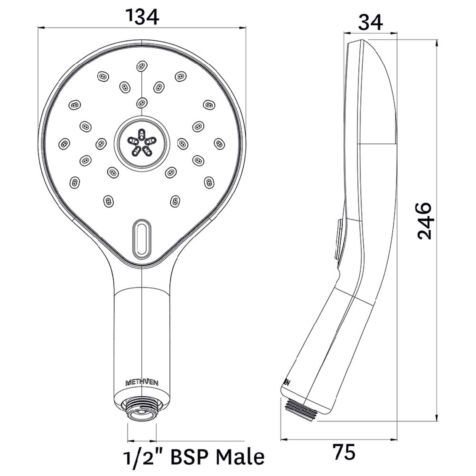 Methven Kaha Chrome Shower Handset KHHSCPUK