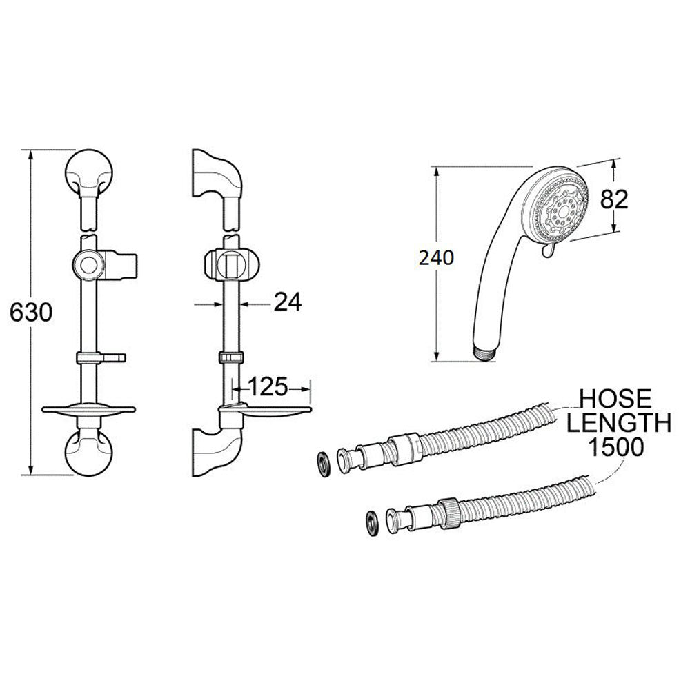 Deva Chrome Multi Function Shower Kit KITM03