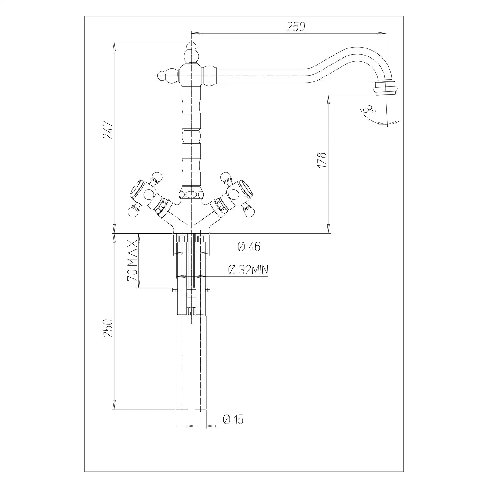 Paini Chrome One Tap Hole Baroc Mono Sink Mixer Tap LECR570IA
