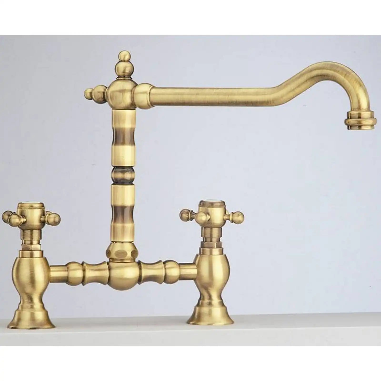 Paini Antique Brass Two Tap Hole Baroc Bridge Mixer Tap LEF3215IA