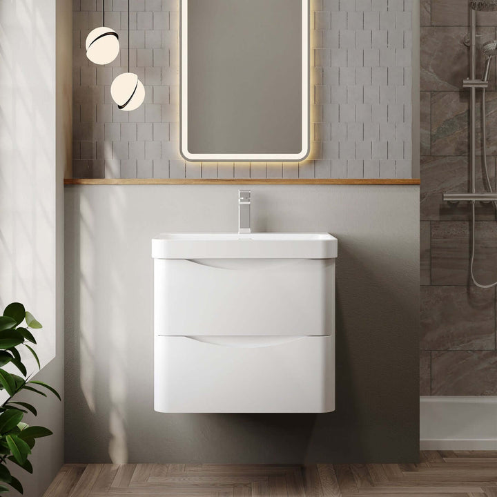 Nuie Lunar Satin Wall-Hung Vanity Unit & Basin