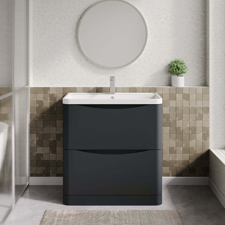 Nuie Lunar Floor Standing 2-Drawer Vanity Unit & Basin Set