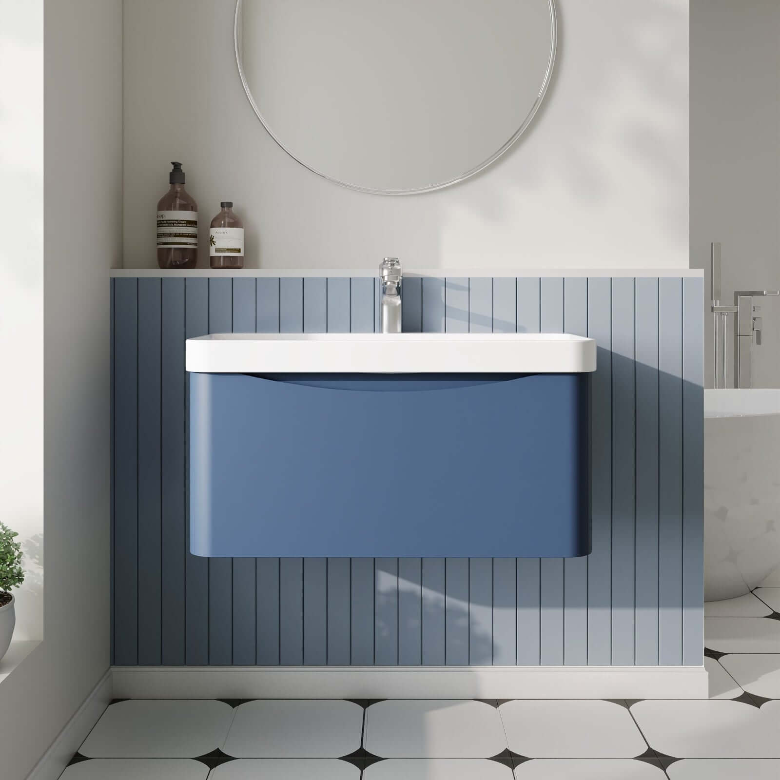 Nuie Lunar Satin Wall-Hung Vanity Unit & Basin