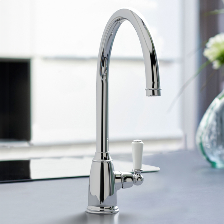 Bidbury & Co Malvern Chrome Single Lever Monobloc Kitchen Tap with Porcelain Handles MALVERN-CH