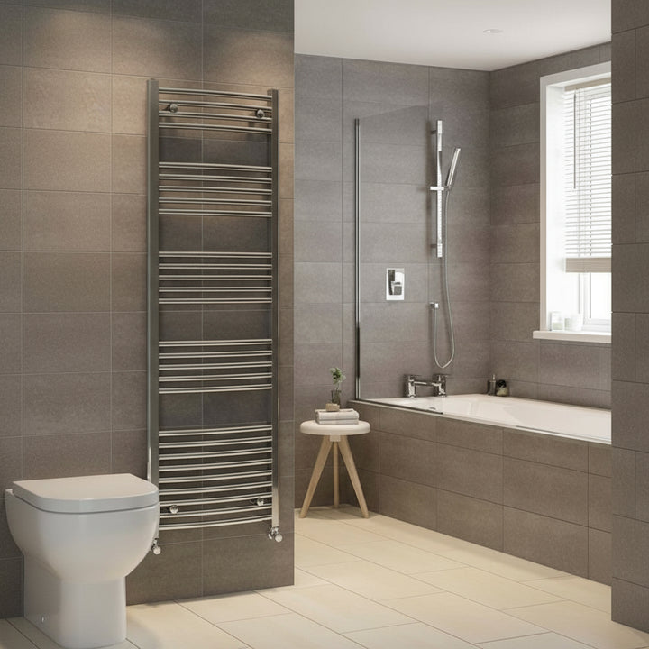 RAK Metropolitan 700x500mm Chrome 150W Curved Ladder Heated Towel Rail