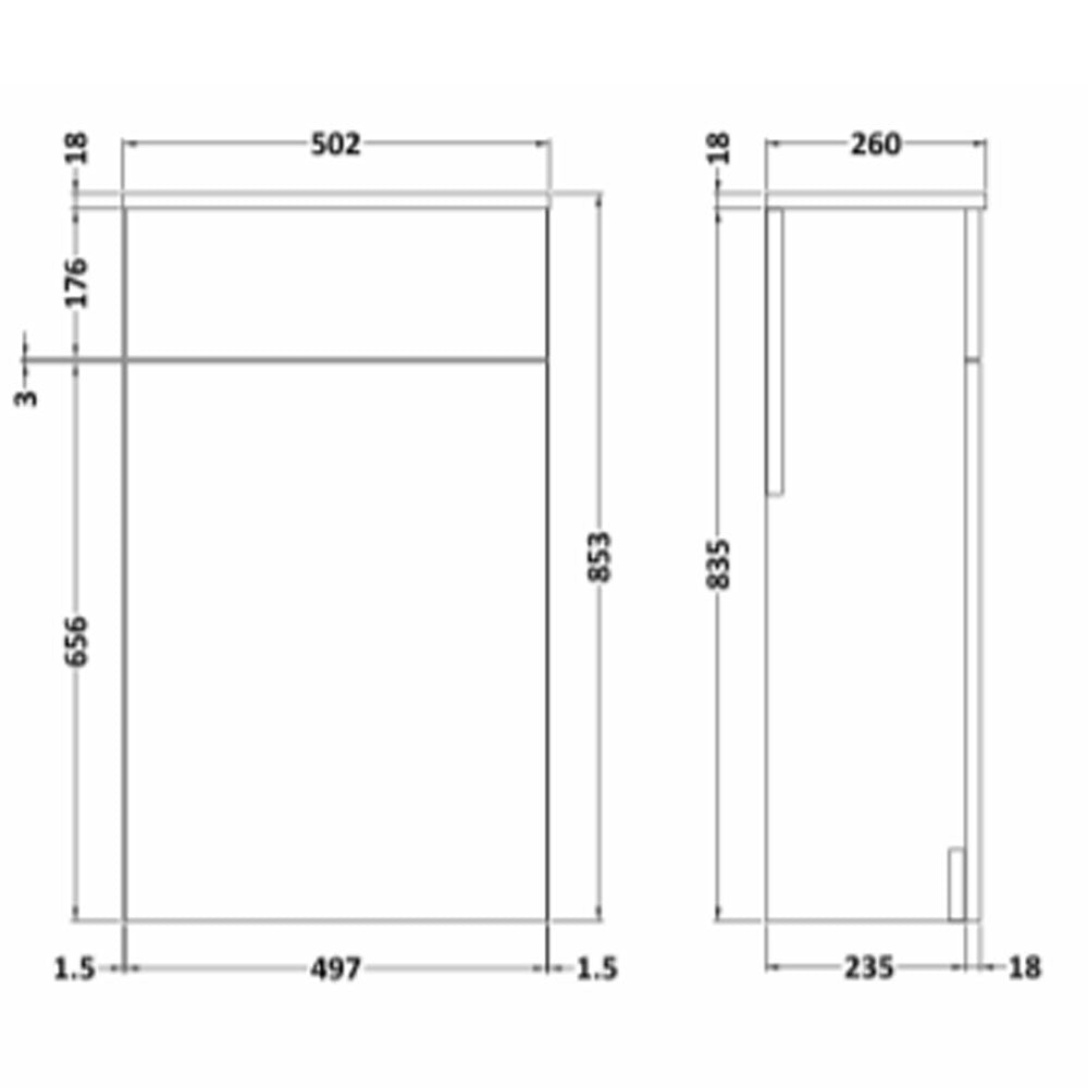 Nuie Athena Gloss Grey Mist 500mm Back to Wall WC Unit MOE442