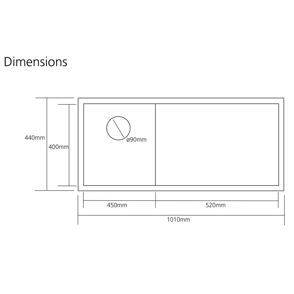 Caple Nada 100 1.0 Bowl Satin Stainless Steel Kitchen Sink & Waste RHD NA100R
