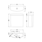 Nuie Ivo White Close Coupled Cistern ONLY NCS291 - Dimensions
