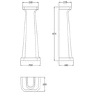 Nuie Carlton White Traditional Full Pedestal ONLY NCS883 - Dimensions