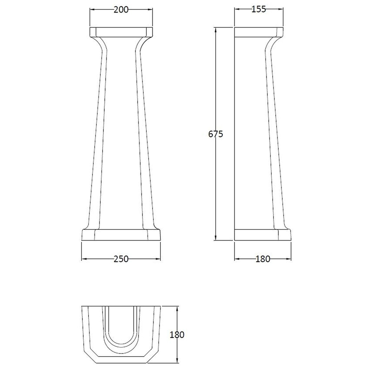 Nuie Carlton White Traditional Full Pedestal ONLY NCS883