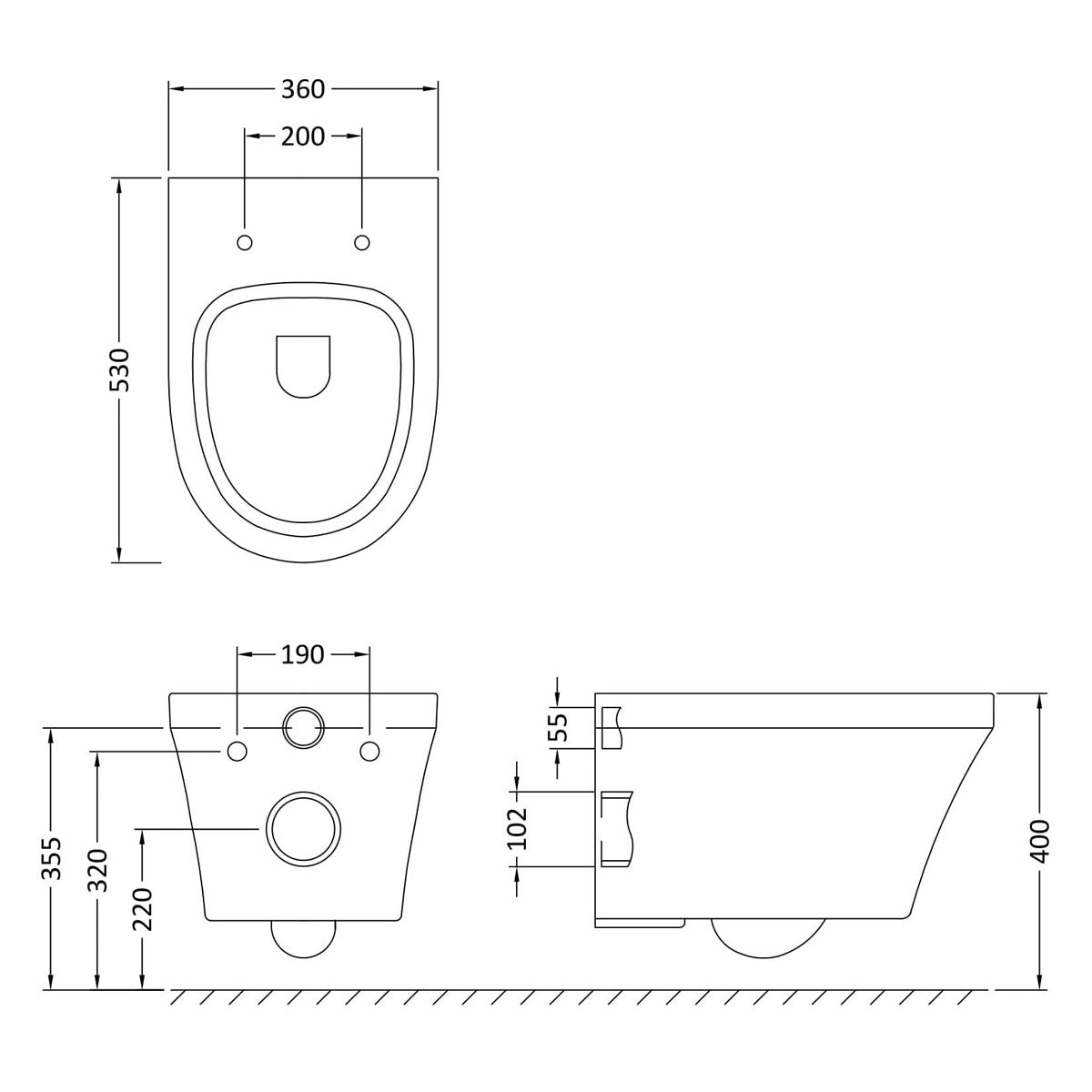 Hudson Reed Luna White Wall Hung Toilet Pan ONLY NCU600C