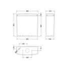 Hudson Reed Arlo White Compact Close Coupled Cistern ONLY NCU701 - Dimensions