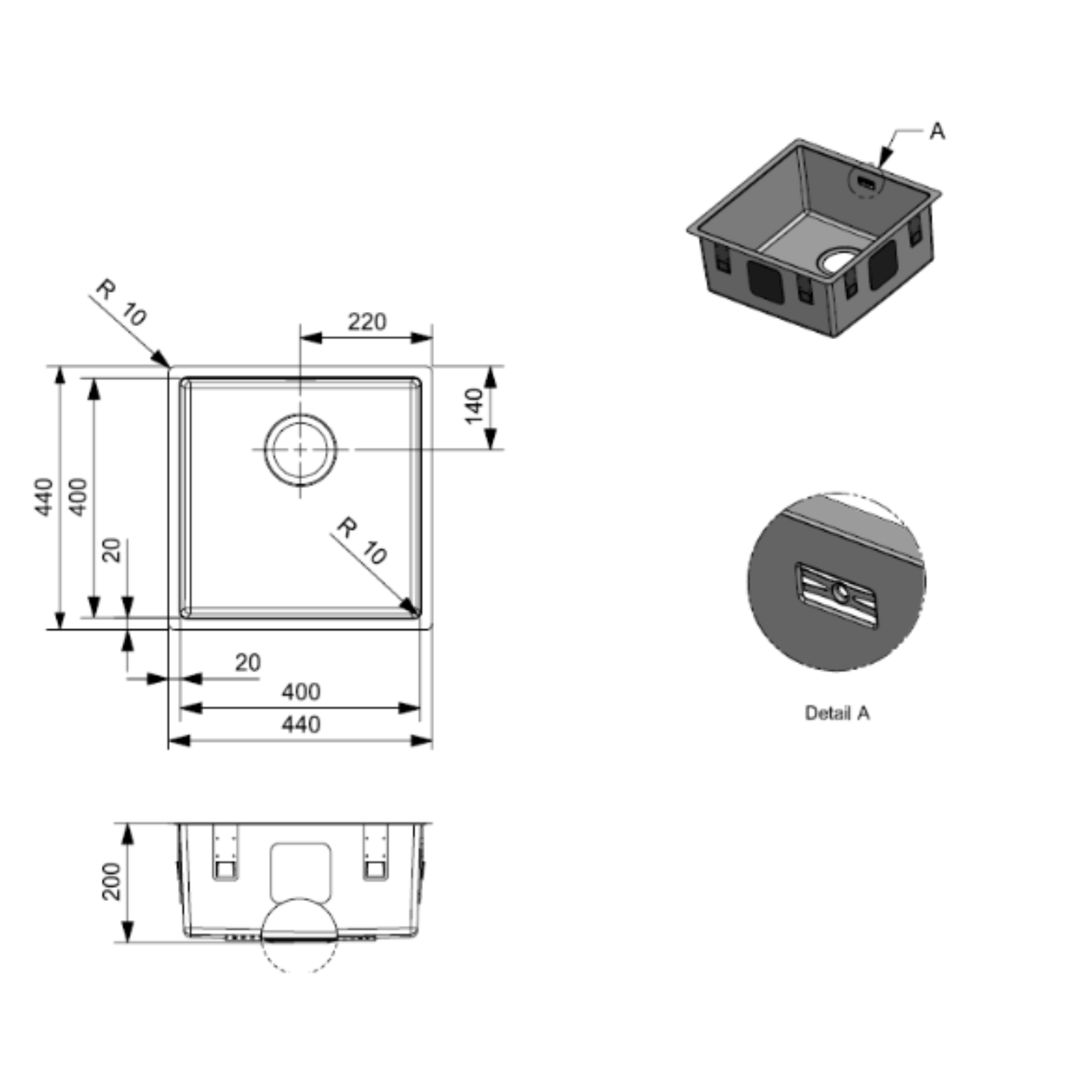 Reginox Newark 1.0/1.5 Bowl Stainless Steel Undermount Kitchen Sink