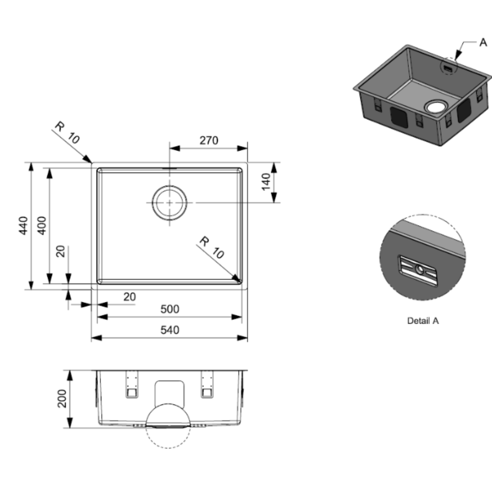 Reginox Newark 1.0/1.5 Bowl Stainless Steel Undermount Kitchen Sink