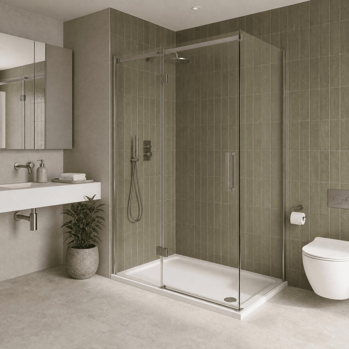 Nuie White Slip Resistant Slimline Rectangular Shower Tray 1200 x 800mm NSR023
