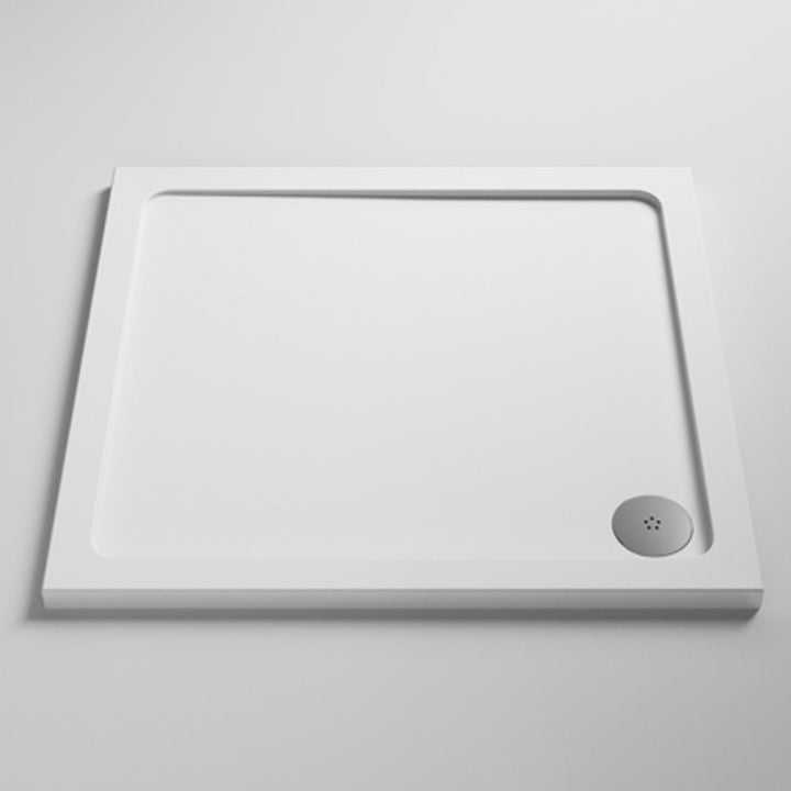 Nuie Pearlstone Square Low Profile Shower Tray with White Finish for Modern Bathrooms