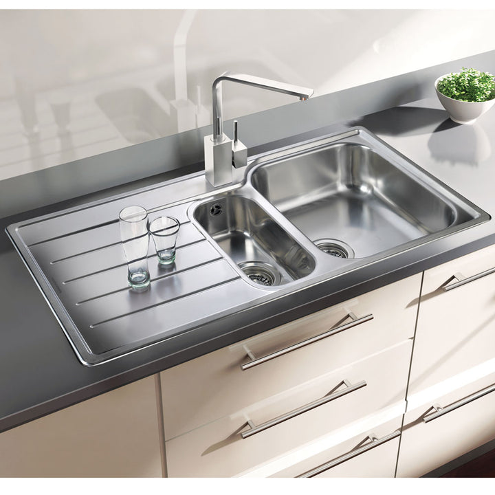Rangemaster Oakland 1.5 Bowl Brushed Stainless Steel Kitchen Sink & Waste LHD OL9852L/