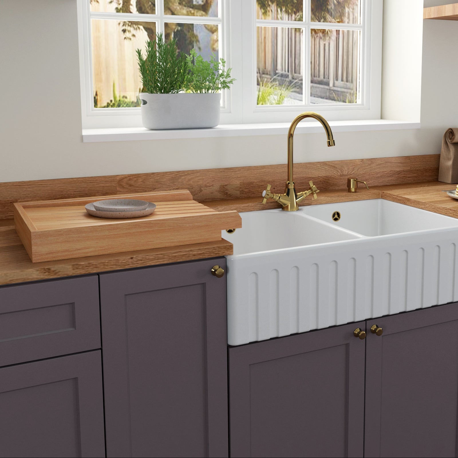 Astini Traditional Wooden Kitchen Sink Drainer Board with Lip - Solid Pine Wood