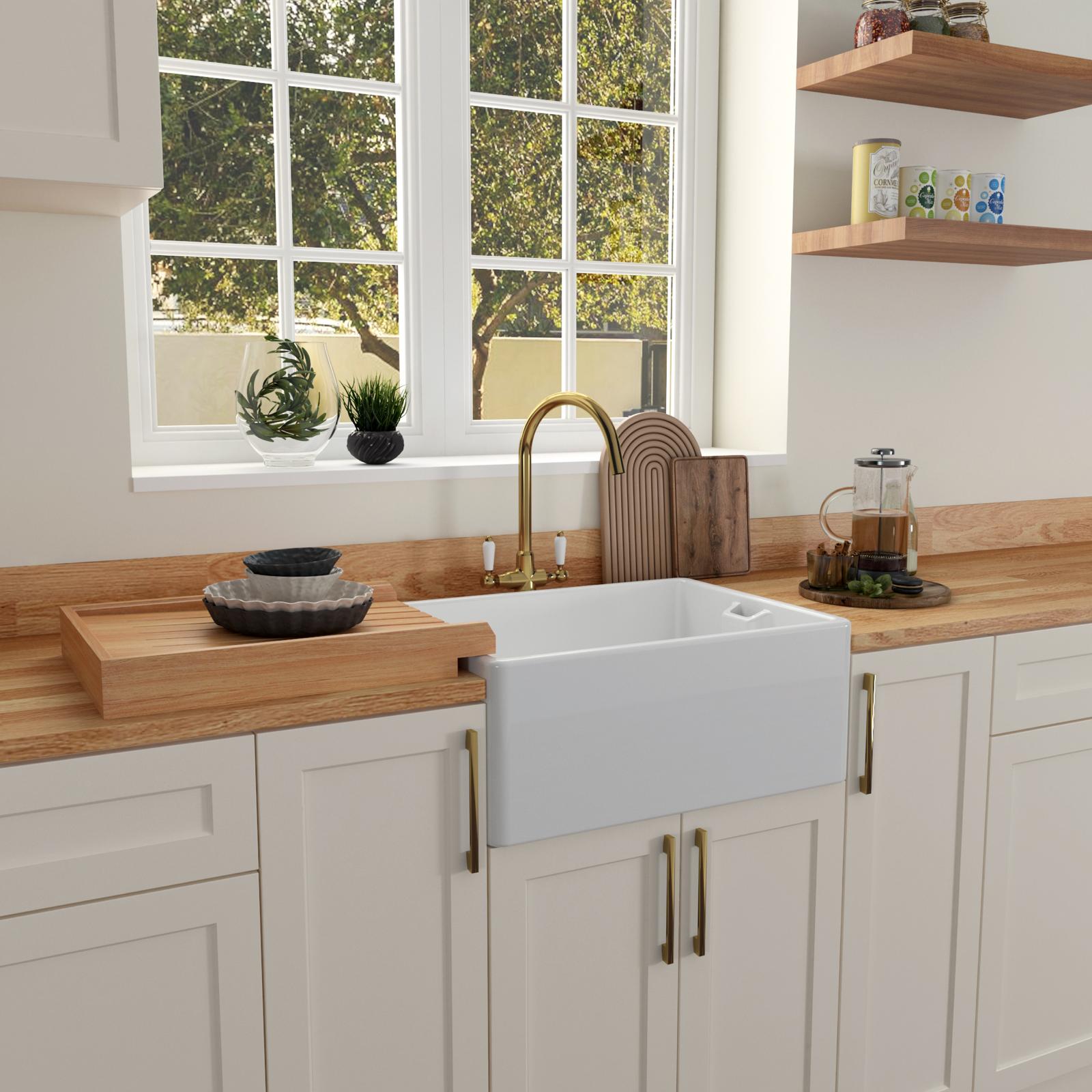 Astini Traditional Wooden Kitchen Sink Drainer Board with Lip - Solid Pine Wood