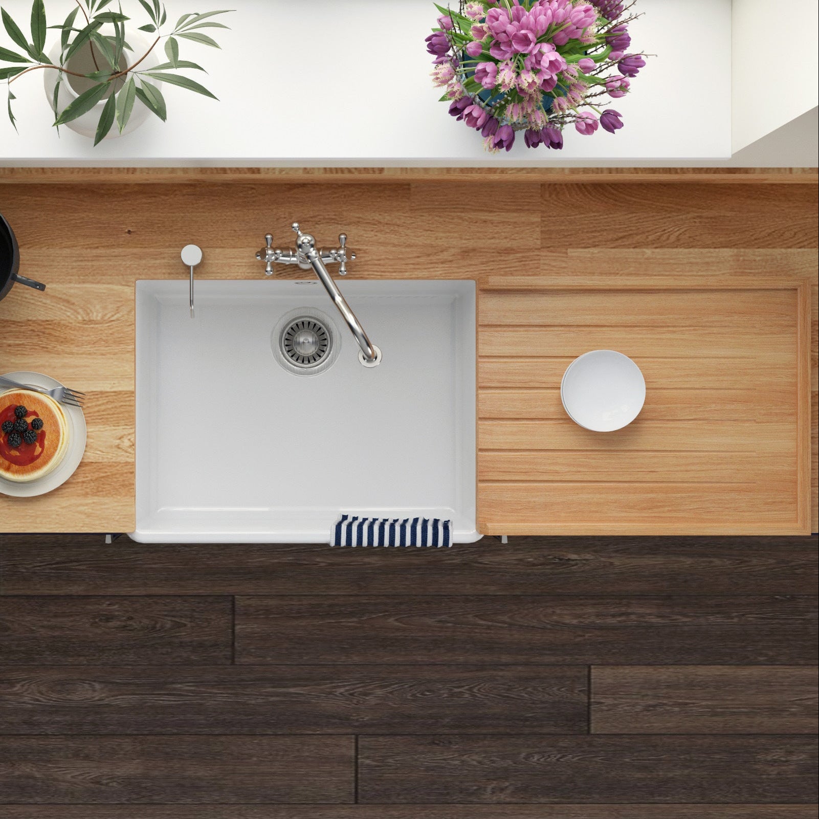 Astini Traditional Wooden Kitchen Sink Drainer Board - Solid Pine Wood