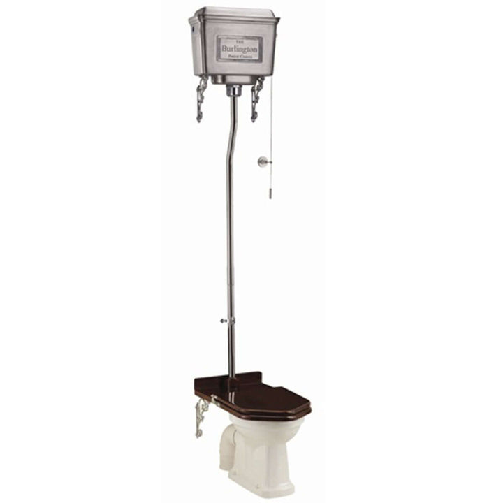 Burlington Standard White High Level WC Toilet Pan with Dual Flush Aluminium Cistern