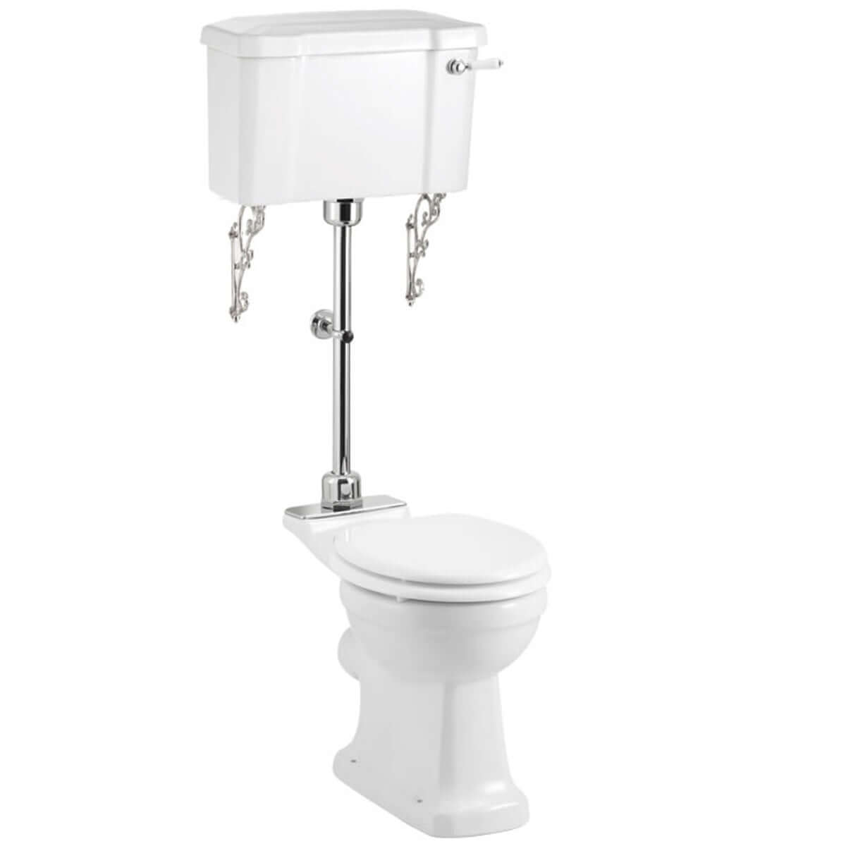 Burlington White Rimless Medium Level WC Toilet Pan with 520 Lever Cistern