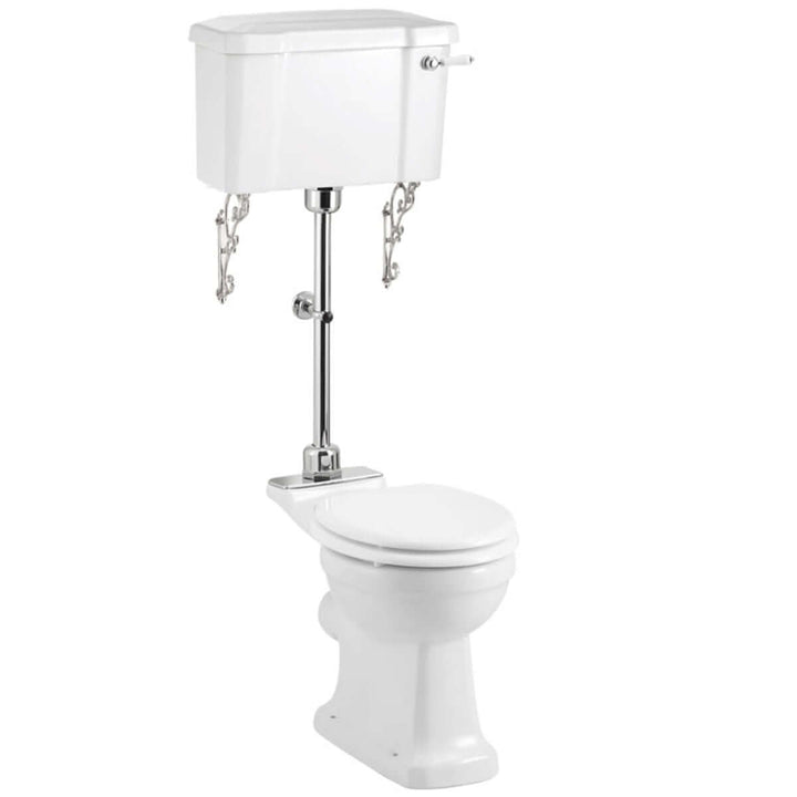 Burlington White Rimless Medium Level WC Toilet Pan with 520 Lever Cistern