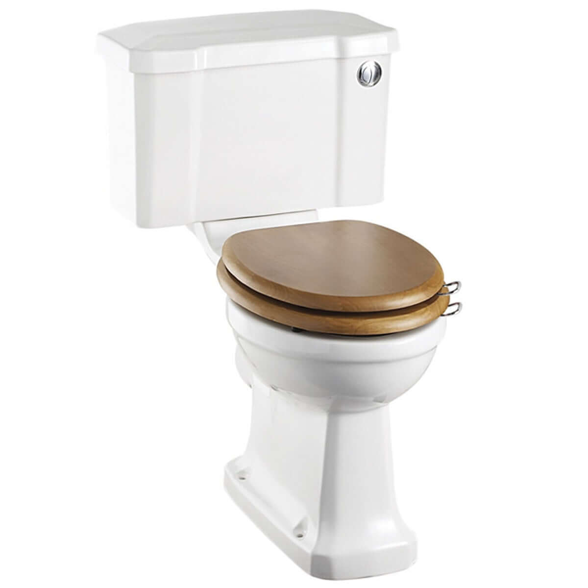Burlington White Rimless Close Coupled WC Toilet Pan with 520 Front Push Button Cistern